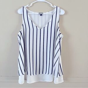 Torrid Beige Black Stripes Sleeveless Chiffon Top Size 00/L/12 Flowy Dressy